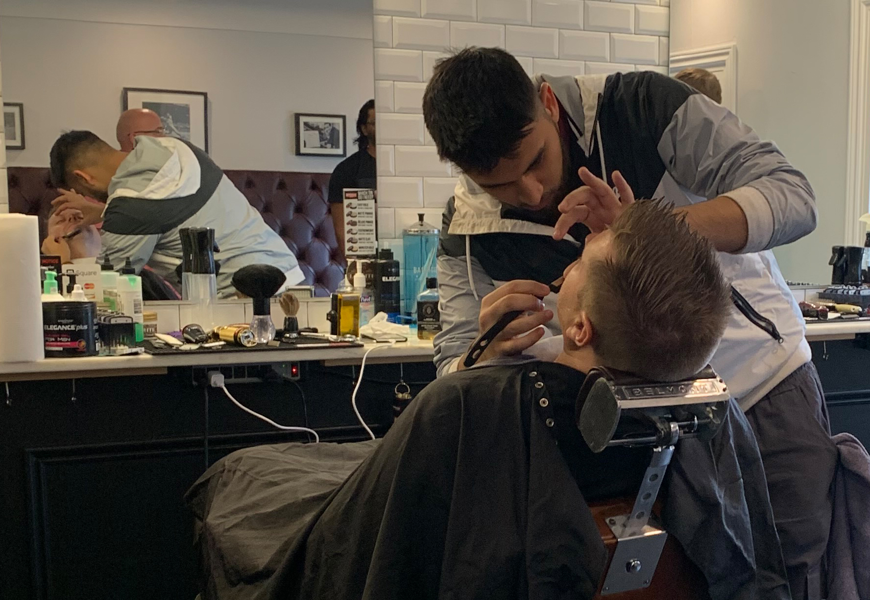 Man in barber chair