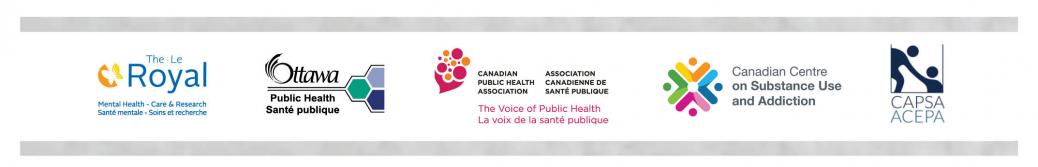 The Royal, Ottawa Public Health, Canadian Centre on Substance Use and Addiction, and CAPSA logos