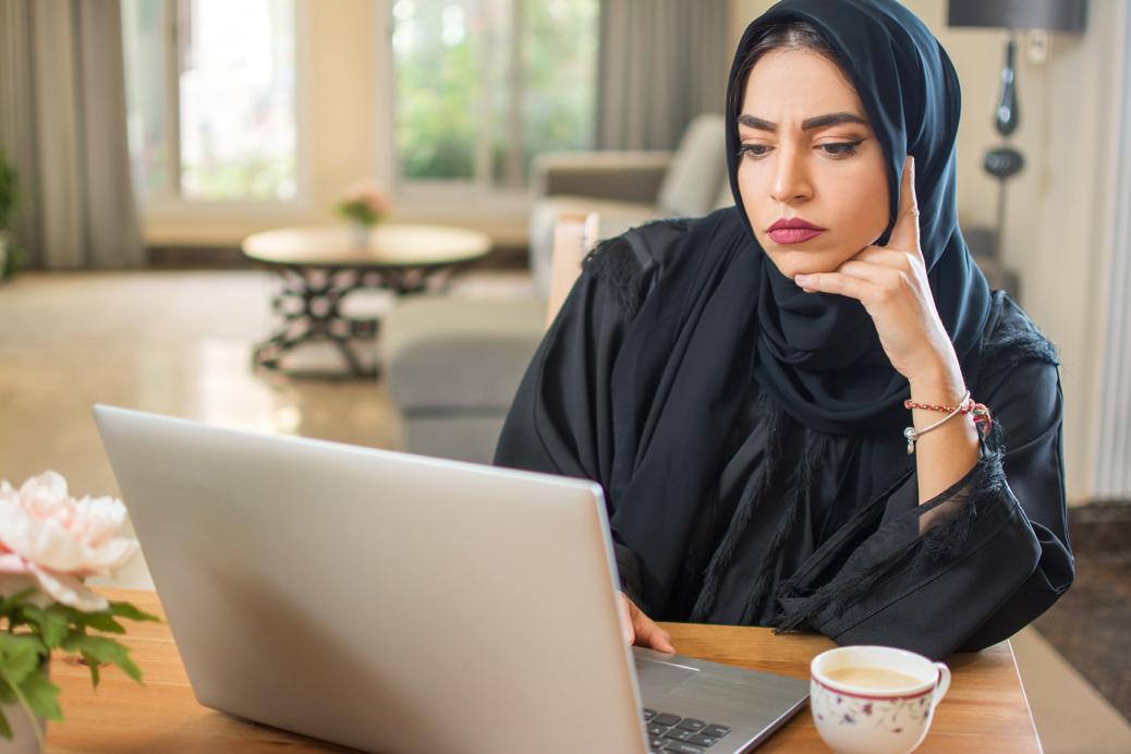 Woman working on laptop