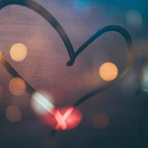 Heart with bokeh effect lights in background