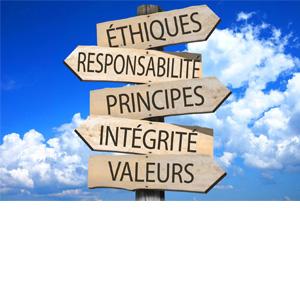 Plaque de rue : éthiques, responsabilité, principes, intégrité, et valeurs