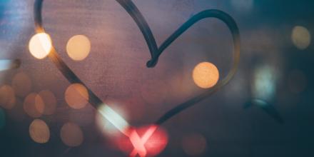 Heart with bokeh effect lights in background