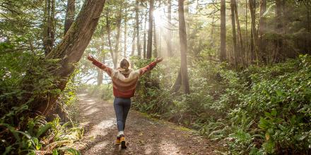 Person enjoying a walk in nature